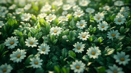 Daisy Field in Morning Light Generative AI