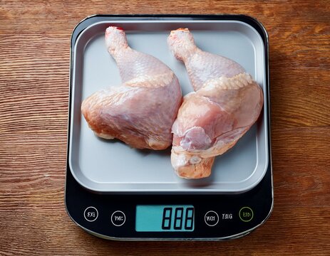 Chicken meat on the scale