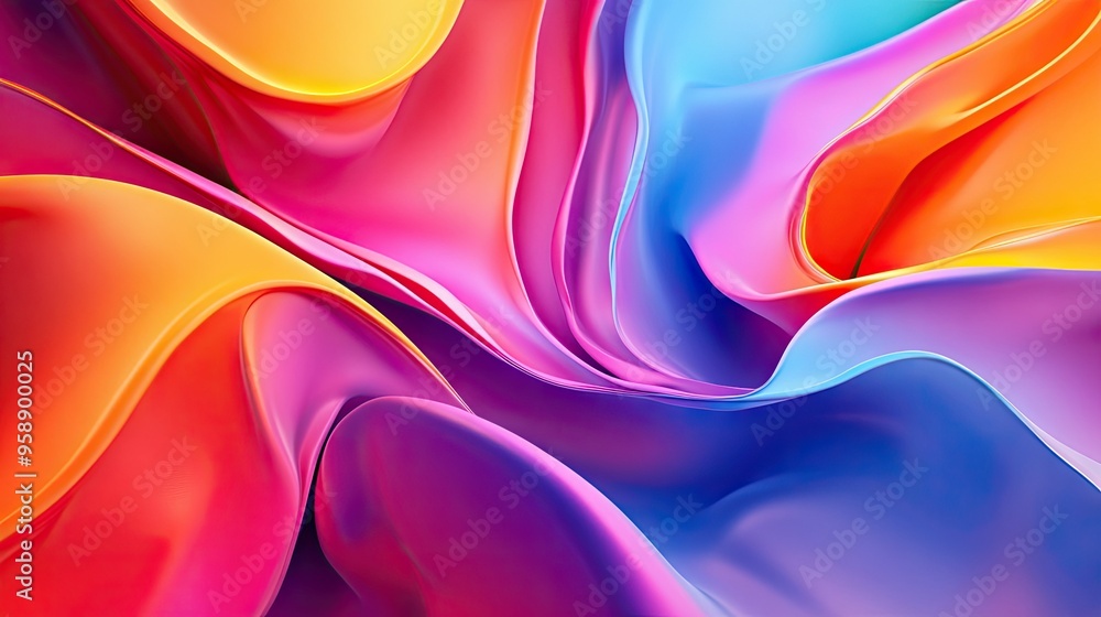 Poster abstract 3d design with colorful fluid waves, creating a dynamic and eye-catching visual, perfect fo