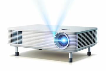 Fototapeta premium Flat Projector Displaying Holographic Presentation Slides - Smart Business Tone | Vector Illustration Concept with Copy Space