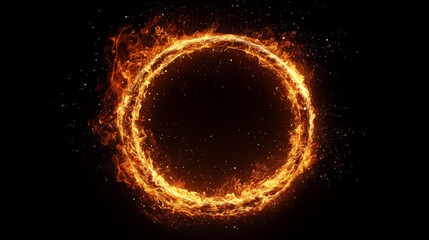 Fiery Ring on Black Background