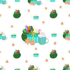 Christmas gift seamless pattern background.
