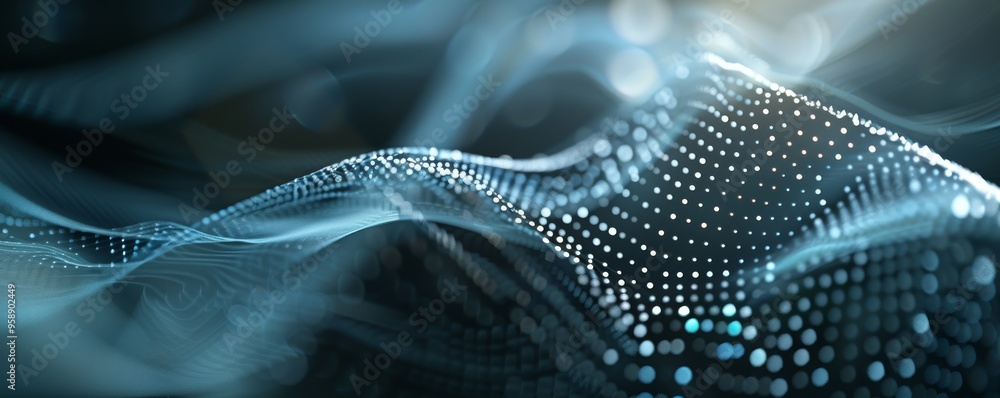 Aufkleber Abstract digital wave pattern illuminated by light, creating a mesmerizing visual of movement and depth in technology.
