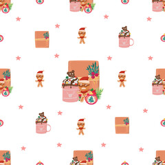 Christmas gift seamless pattern background.
