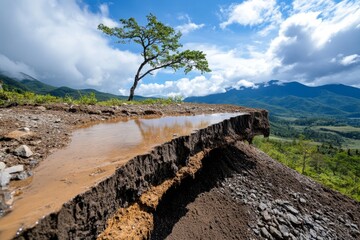 Acid rain, deforestation, weakening roots contributes to soil erosion and landslides