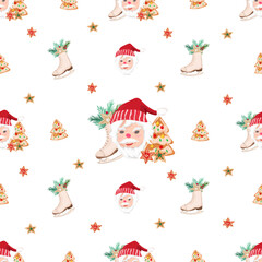 Christmas santa claus seamless pattern background.
