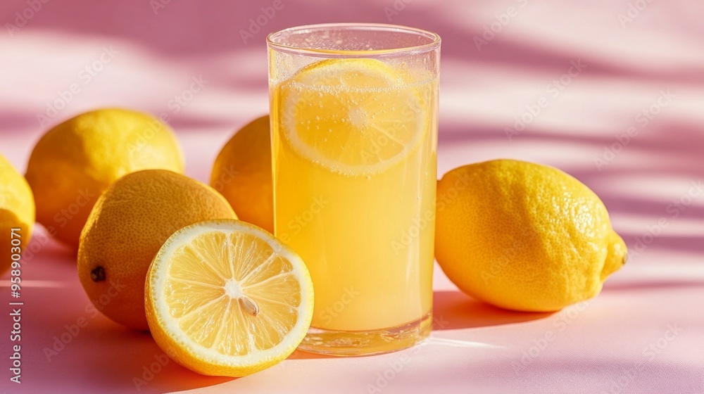 Canvas Prints Lemon Juice in a Glass with Lemons