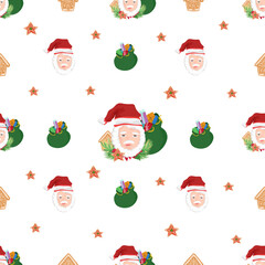 Christmas santa claus seamless pattern background.

