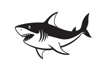 Shark silhouette vector illustration, Shark silhouette vector, shark silhouette printable