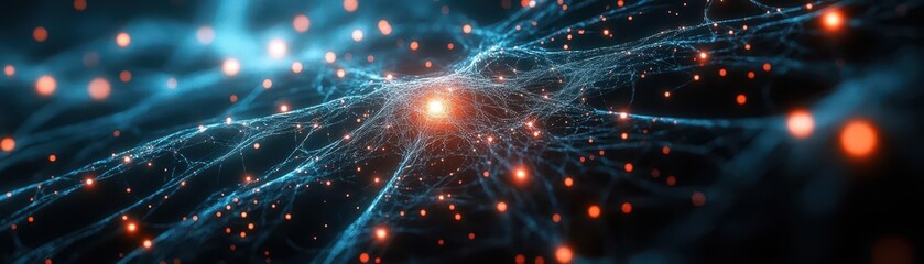 Obraz premium A mesmerizing abstract image depicting vibrant connections between particles in a cosmic network, evoking a sense of wonder.
