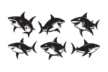 Shark silhouette vector illustration, Shark silhouette vector, shark silhouette printable