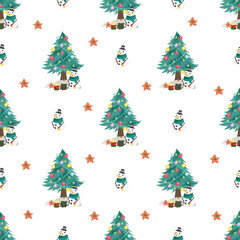 Green christmas tree seamless pattern background.
