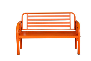 Orange steel bench isolated on white background.