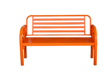 Orange steel bench isolated on white background.