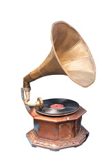 old gramophone isolated on white