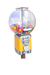 Coin operated gumball machine Isolated on white background.