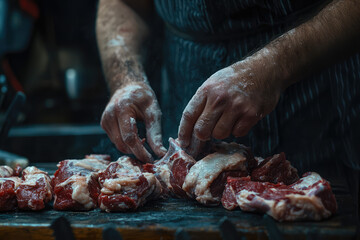 The Butcher's Touch: Raw Meat, Floury Hands, and a Tale of Tradition.