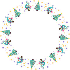 Christmas tree frame illustration on transparent background.
