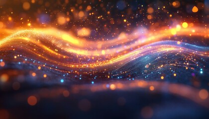 Obraz premium Illuminated Quantum Realm: Abstract Visualization of Quantum Computing with Glowing Particles and Digital Data Streams