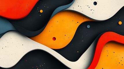 Obraz premium Abstract design featuring wavy lines in vibrant colors showcasing red, orange, and black creative patterns in contemporary art style