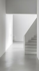 Fototapeta premium Modern White Staircase in a Minimalist Interior Design