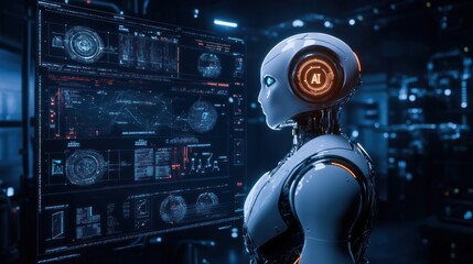 AI Robot in a futuristic lab