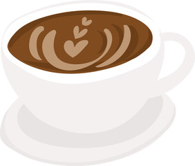Cartoon hot coffee illustration on transparent background.
