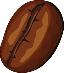 Coffee bean doodle illustration on transparent background.

