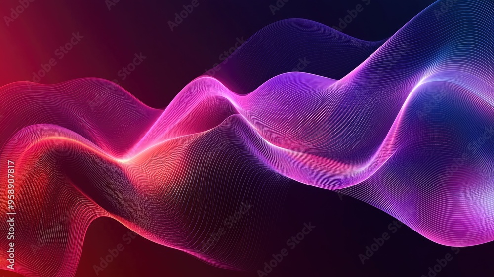 Poster abstract dynamic wave design with sleek curves and gradients, creating a modern and engaging visual 
