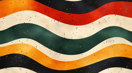 Obraz premium Colorful wavy pattern featuring stripes in earthy tones, creating a vibrant retro design suitable for various creative projects