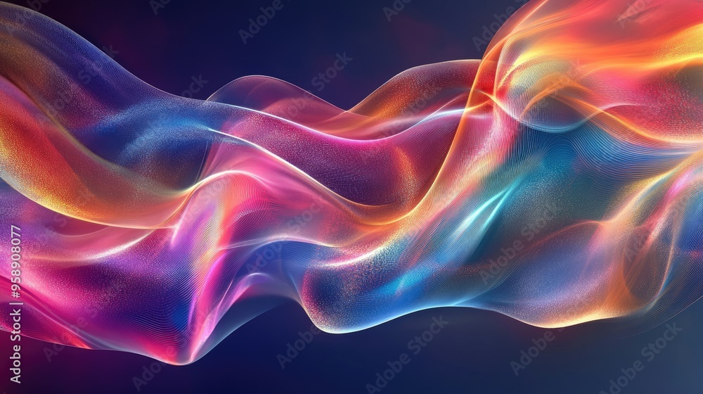 Poster abstract dynamic waves with a modern touch, showcasing flowing curves and vibrant colors for a visua