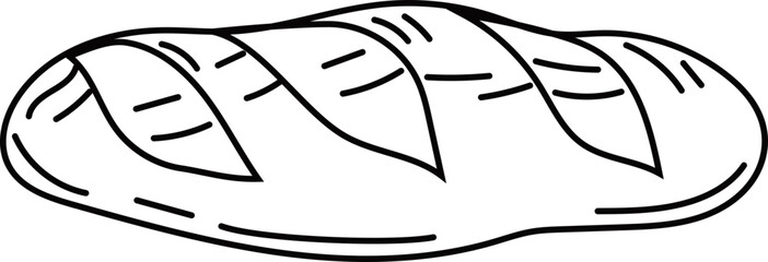 Hand drawn baguette illustration on transparent background.
