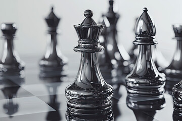 A Queen Stands Tall: Chrome Chess Piece Reflects Power and Strategy