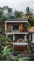 Modern Tropical House with Green Plants