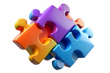 Obraz premium Dynamic Glowing Puzzle Pieces Colliding in Vibrant Harmony: Symbolizing Problem Solving and Operational Management - Abstract Stock Photo Concept