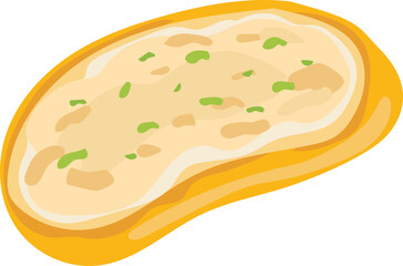 Cartoon garlic bread doodle illustration on transparent background.
