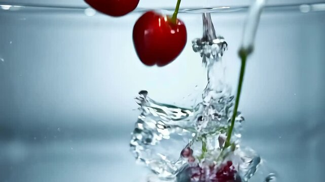 cherry in water splash