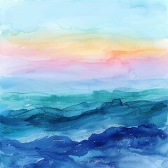 abstract ocean painting watercolor vector illustration for background