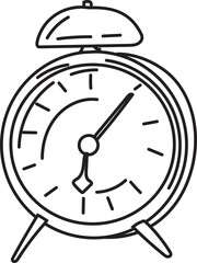 Hand drawn clock illustration on transparent background.
