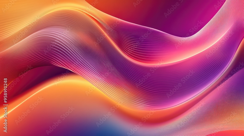 Poster abstract modern wave background with vibrant gradients and sleek, flowing curves, creating a visuall