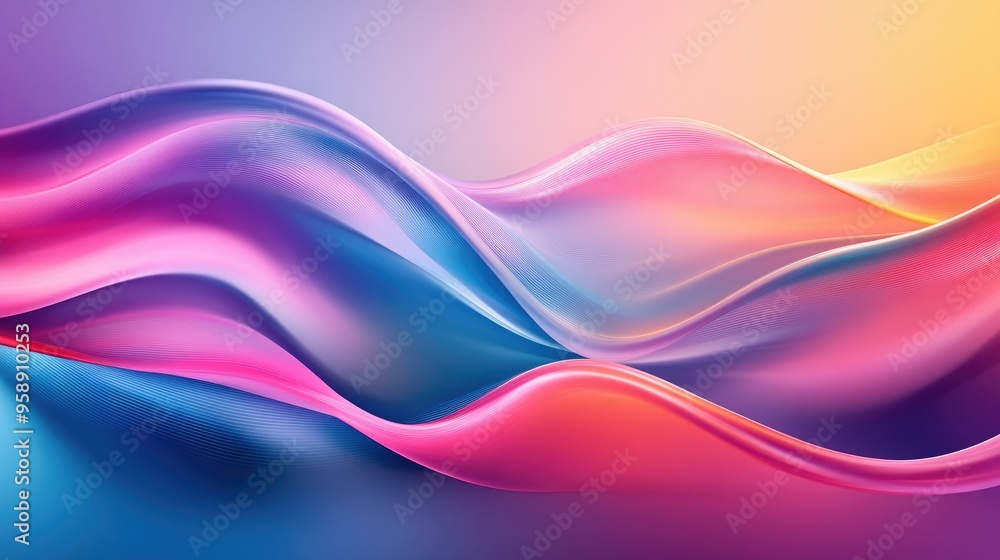 Poster abstract modern wave background with vibrant gradients and sleek, flowing curves, creating a visuall