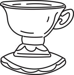 Hand drawn vintage tea cup illustration on transparent background.
