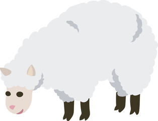 Cute cartoon sheep illustration on transparent background.

