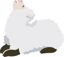 Cute cartoon sheep illustration on transparent background.
