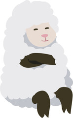 Cartoon sheep illustration on transparent background.
