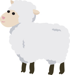 Cartoon sheep illustration on transparent background.
