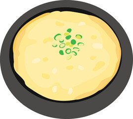 Cartoon korean steamed egg illustration on transparent background.
