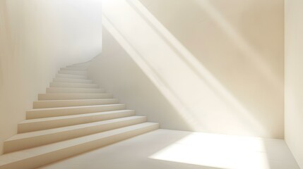 Minimalist White Staircase With Sunbeams