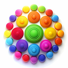 a group of circles with different colors with whit background