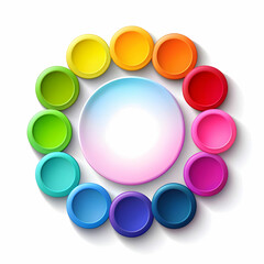 a group of circles with different colors with whit background
